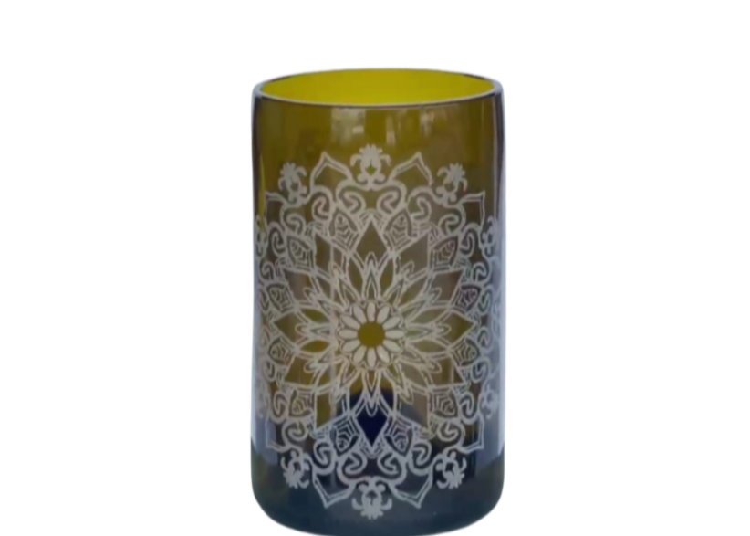 16oz Floral Mandala Glass
