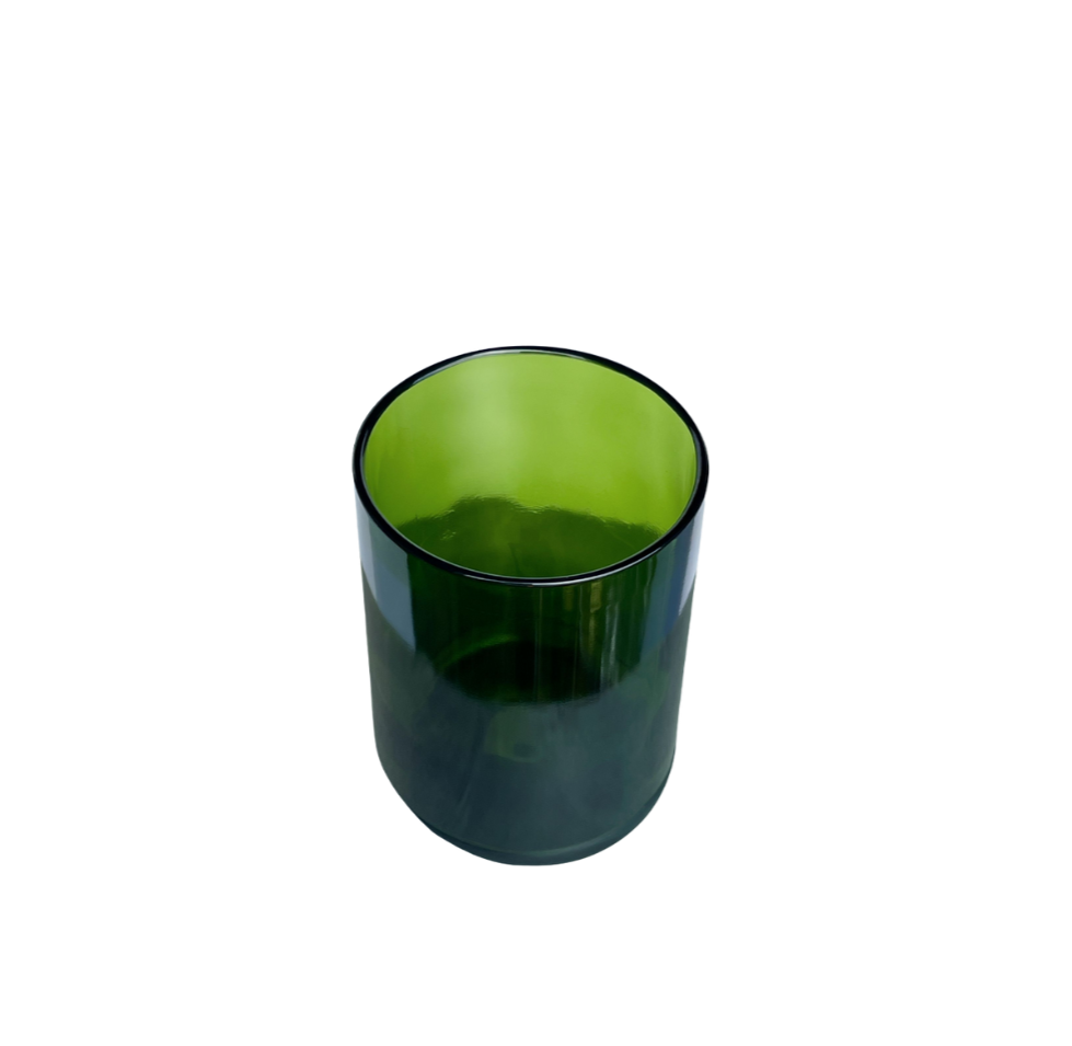 14oz Green Repurposed Drinking Glass